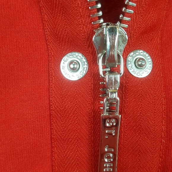 St John Sport Small Red Zipper Jacket Sweater - Picture 5 of 6